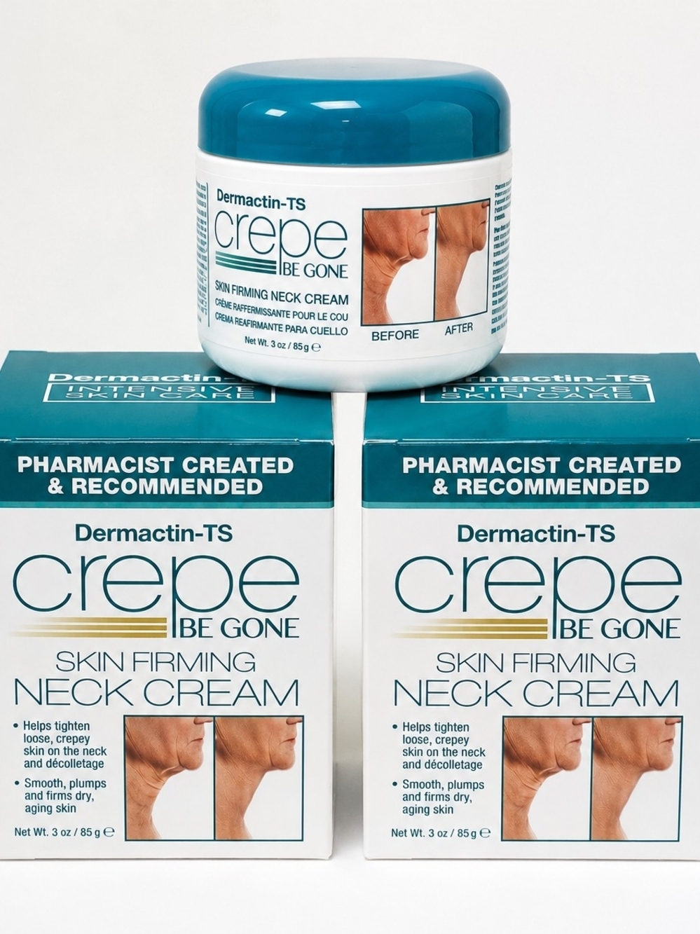 Dermactin-TS Crepe Be Gone Neck Cream Lot of 2 Skin Firming 3oz New Sealed